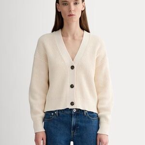 Everlane Cream Cardigan Sweater V-Neck Cropped